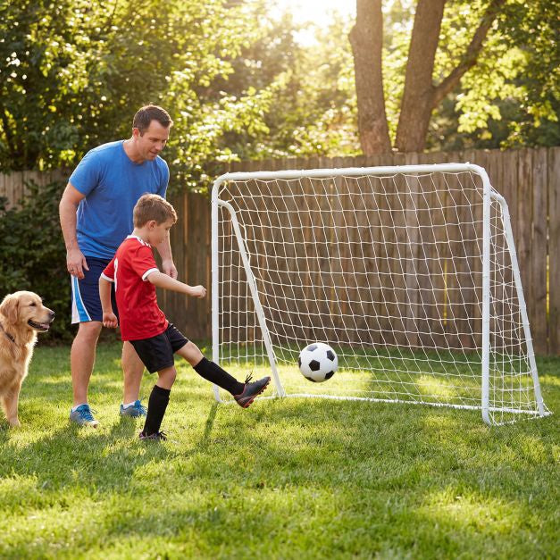 Voetbaldoel met doelwand met 5 gaten, 215×152 cm