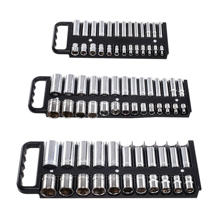 Socket Organizer Tray Set, 3 Piece, Holds 76 Sockets, Magnetic Base
