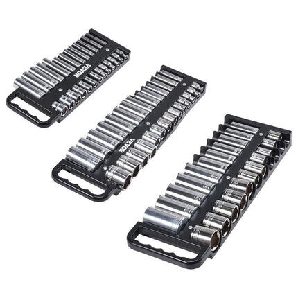 Socket Organizer Tray Set, 3 Piece, Holds 76 Sockets, Magnetic Base