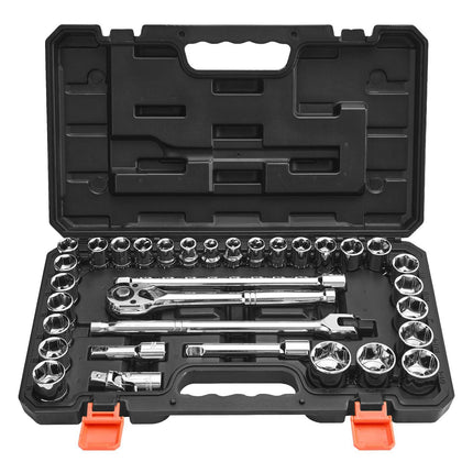 Socket Set, 33-Piece 12.7 mm Drive, SAE Metric, Case