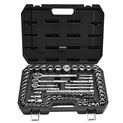 Socket Set, 86-Piece SAE and Metric Ratchet, 1/4-1/2 in