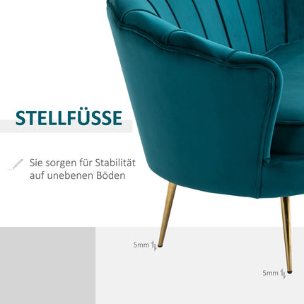 Modern 2-seater sofa, velvet look, 130 cm, dark green