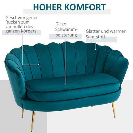 Modern 2-seater sofa, velvet look, 130 cm, dark green