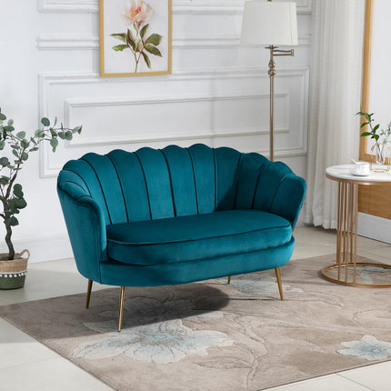 Modern 2-seater sofa, velvet look, 130 cm, dark green