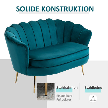 Modern 2-seater sofa, velvet look, 130 cm, dark green
