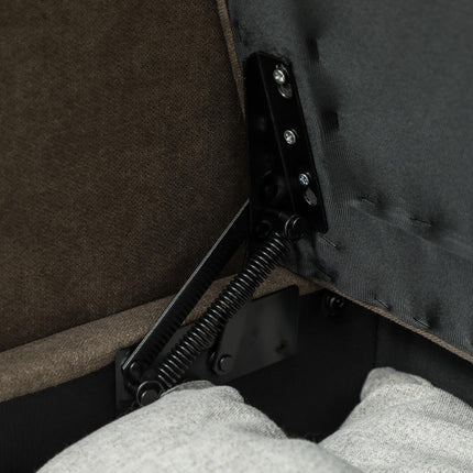 2-seater modern brown sofa with storage and velvet look