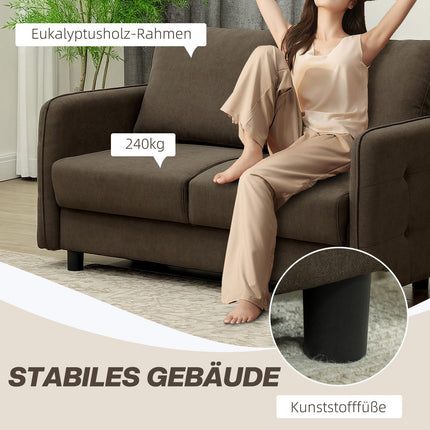 2-seater modern brown sofa with storage and velvet look