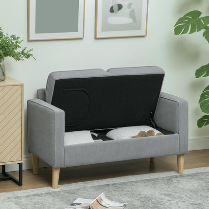 Small 2-seater sofa with storage, corduroy look, light grey
