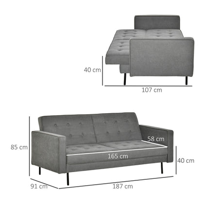 Convertible 3-seat sofa bed, adjustable, vintage grey