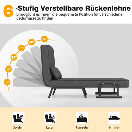 Sofa Bed Folding Adjustable Sofa Bed Sofa Bed with Backrest Dark Gray