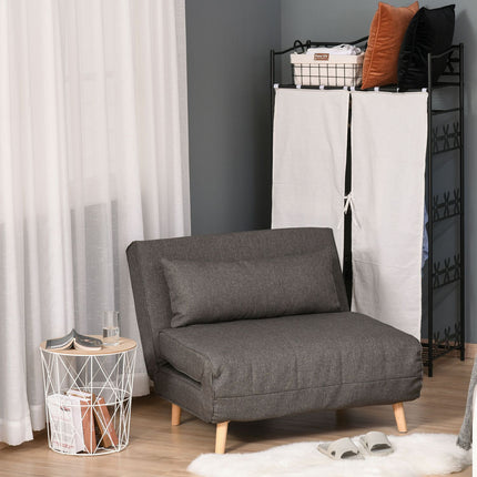 Gray folding sofa bed, single size, adjustable backrest