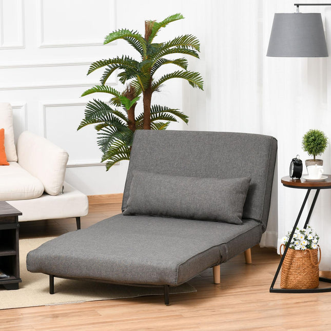 Gray folding sofa bed, single size, adjustable backrest