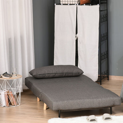 Gray folding sofa bed, single size, adjustable backrest