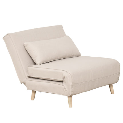 Folding sofa bed with adjustable backrest, linen look