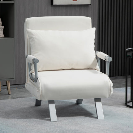 3-in-1 cream sofa bed with armrests, foldable mattress