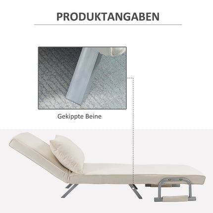 3-in-1 cream sofa bed with armrests, foldable mattress