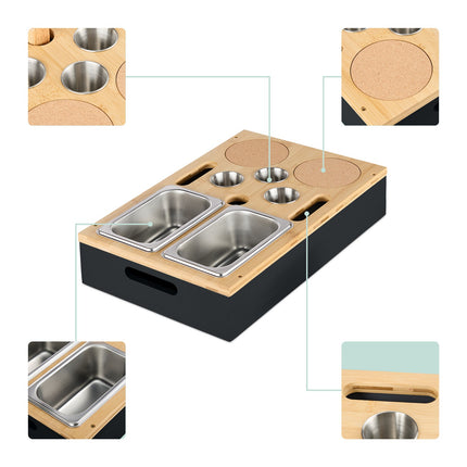 Sofa Snack Tray with Bamboo Bowls & Drink Holders