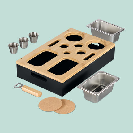 Sofa Snack Tray with Bamboo Bowls & Drink Holders