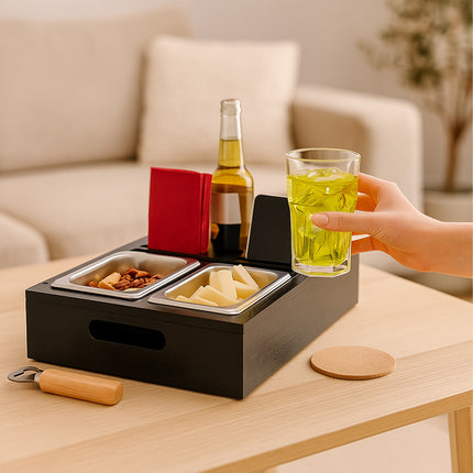 Sofa Snack Tray with Coasters and Drink Holders