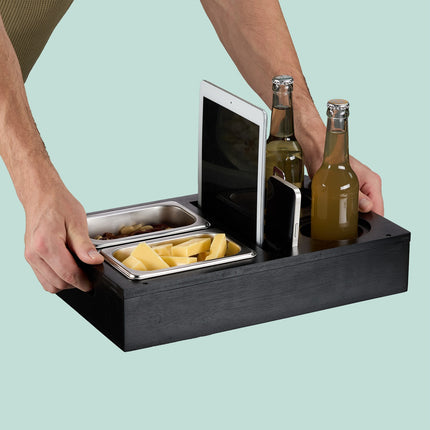 Sofa Snack Tray with Coasters and Drink Holders