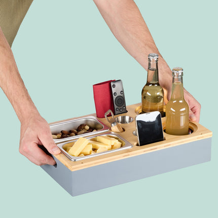 Sofa Snack Tray with Drink Holders & Phone Stand
