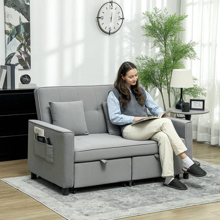 Gray velvet look L-shaped sofa bed with storage, cushions