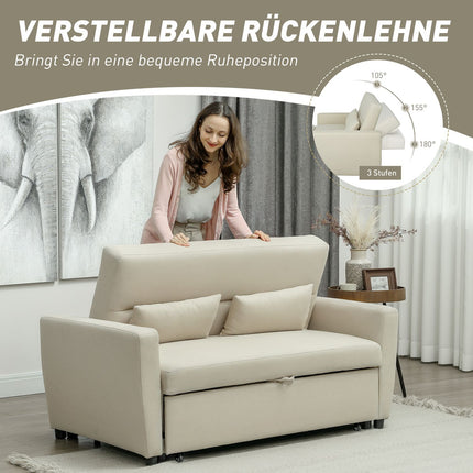 Sofa bed in velvet look, 2-seater, adjustable, beige