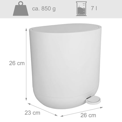 Soft-Close Bathroom Pedal Bin, 7L Capacity