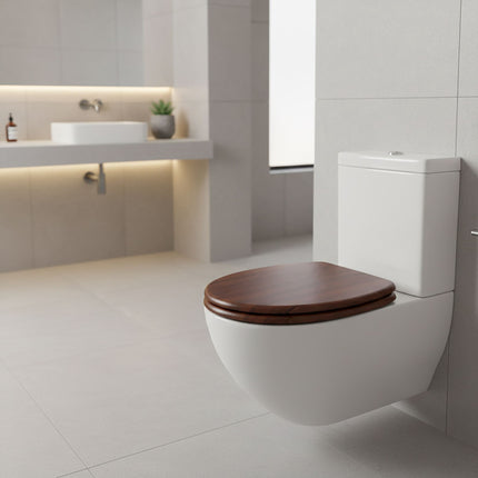 Soft-Close MDF Toilet Seat, Adjustable Hinges