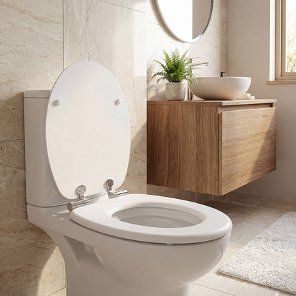 Soft-Close MDF Toilet Seat, Adjustable Hinges