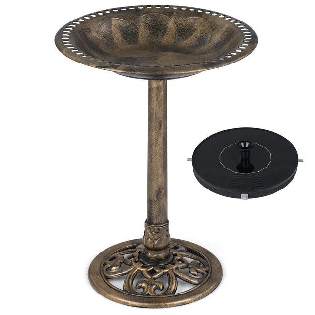 Solar Bird Bath With Fountain, 50 x 50 x 72 cm, Bronze