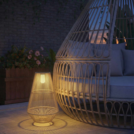 Solar Garden Lamp, Rattan, Auto On/Off, 3500K Warm Light