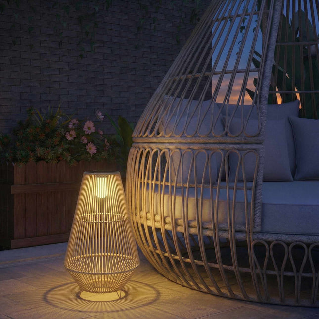 Solar tuinlamp, rotan, automatisch aan/uit, 3500K warm licht