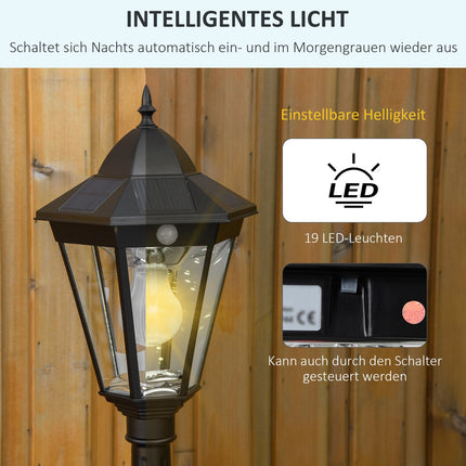 Solar Garden Path Light, 19 LED, 130 Lumen, Black