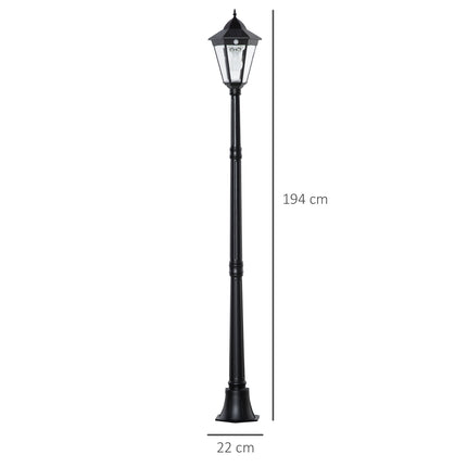 Solar Garden Path Light, 19 LED, 130 Lumen, Black