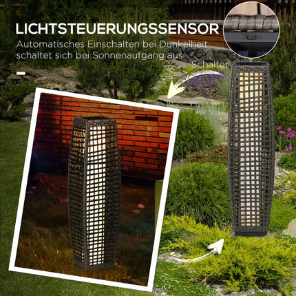 Solar Garden Lantern, LED, Rattan Design, Auto On/Off