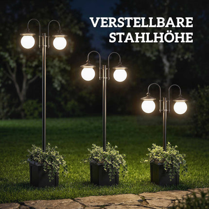 Solar Garden Lantern with Adjustable Height & Planter