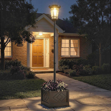 Solar Garden Lantern with Planter, 195cm, Dual Brightness
