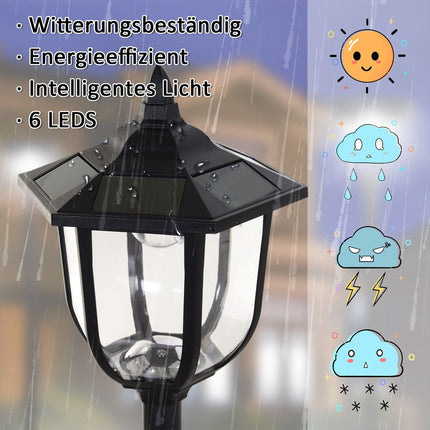 LED Solar Garden Lantern - 30/60 Lumen, Plastic, Black