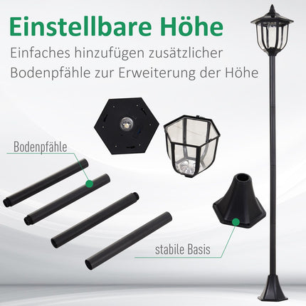 LED Solar Garden Lantern - 30/60 Lumen, Plastic, Black