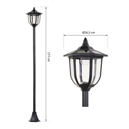 LED Solar Garden Lantern - 30/60 Lumen, Plastic, Black