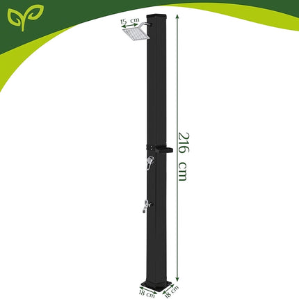 Solar Garden Shower 40 L with 360° Head and Extra Tap, Up to 60°C, PVC