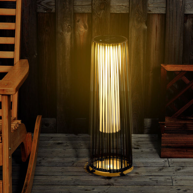 Zonnelamp, Tuinlamp, Rotan Zonnelamp, Automatische Led, Bruin, 21,5 X 21,5 X 61 Cm