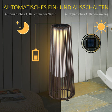 Solar Rattan Garden Lamp, LED, 61 Cm, Brown