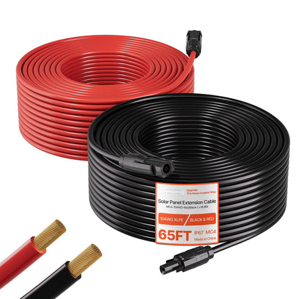 Solar Panel Extension Cable 10AWG, 19.8 m Red Black, MC4