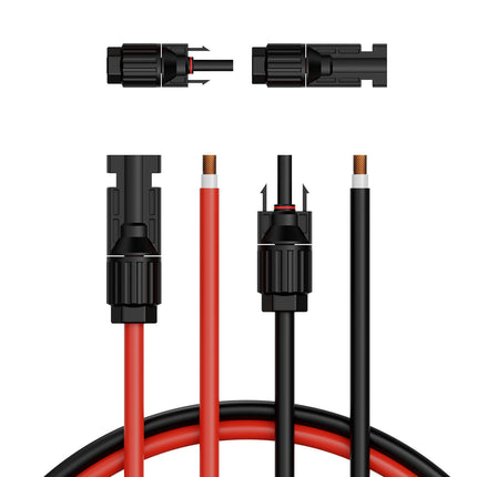 Solar Panel Extension Cable 20ft 10AWG MC4 Connectors, Pair