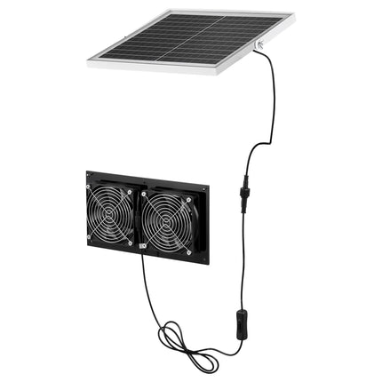 Solar Powered Exhaust Fan, 15W Panel, Dual Fans 240 CFM