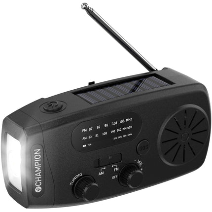 Solar-Powered Radio with Flashlight, Black