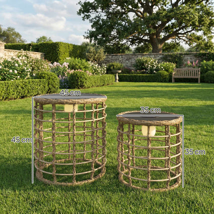 Solar-Powered Rattan Lamp Set, Warm Light, Outdoor Use