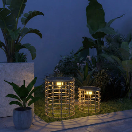 Solar-Powered Rattan Lamp Set, Warm Light, Outdoor Use